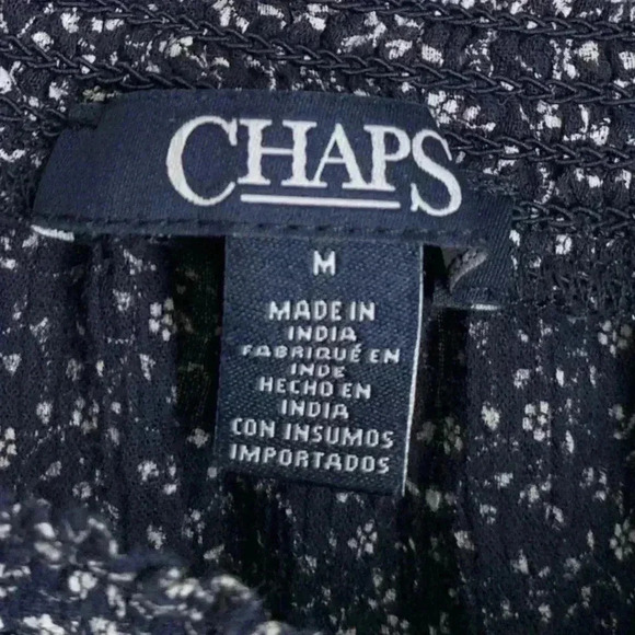 Chaps Women's Top Size Medium Navy Blue and White Flare Sleeve Scoop Neck - Picture 3 of 7